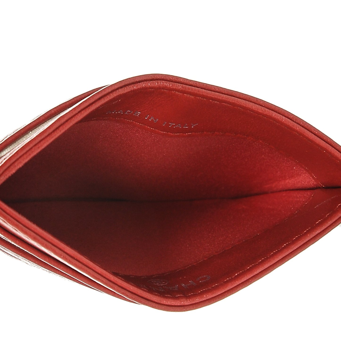 Lambskin Camellia Embossed Card Holder Red
