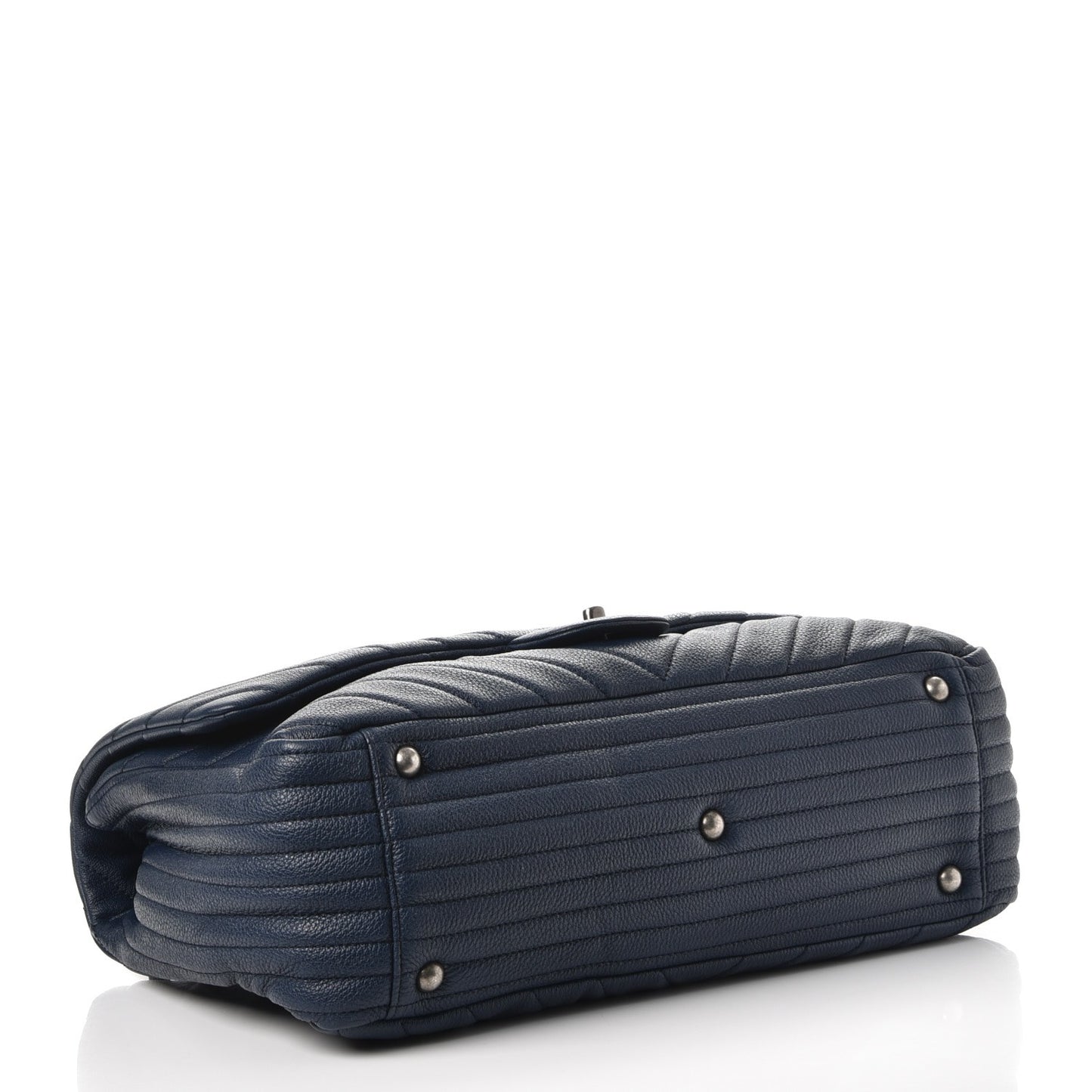 Calfskin Chevron Quilted XXL Travel Flap Bag Blue