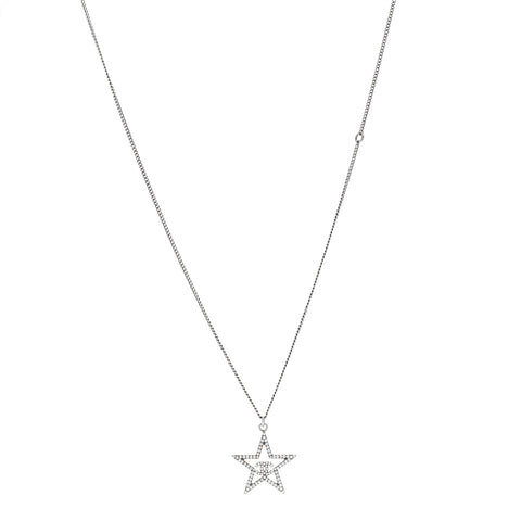 Crystal Star CC Pendant Necklace Silver