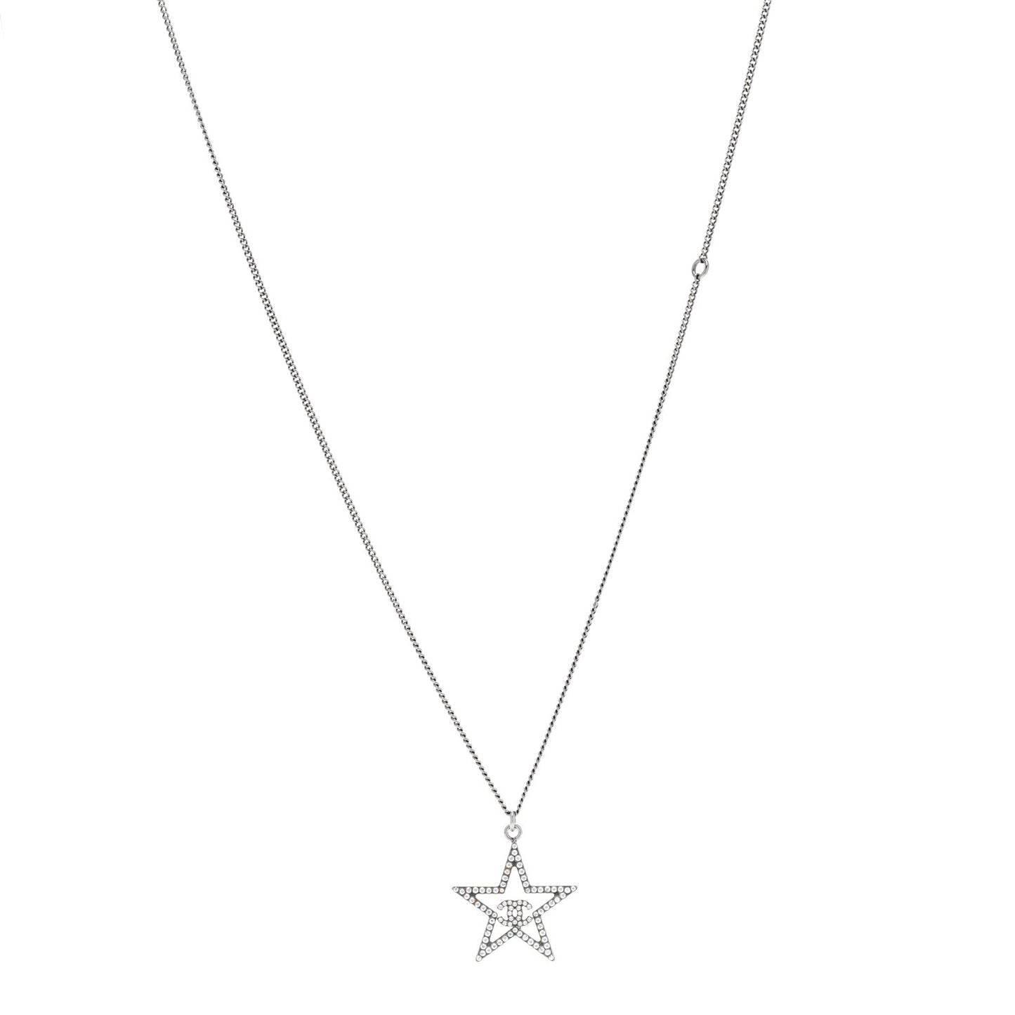 Crystal Star CC Pendant Necklace Silver