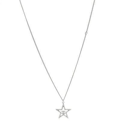 Chanel Crystal Star CC Pendant Necklace Silver 1 of 5