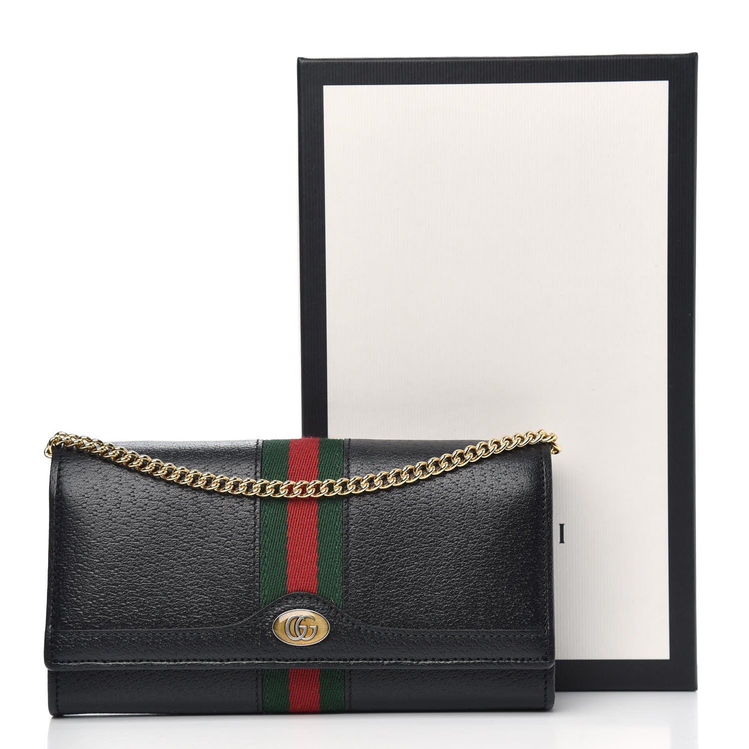 Gucci Calfskin Web Ophidia Wallet On Chain Black 11 of 11