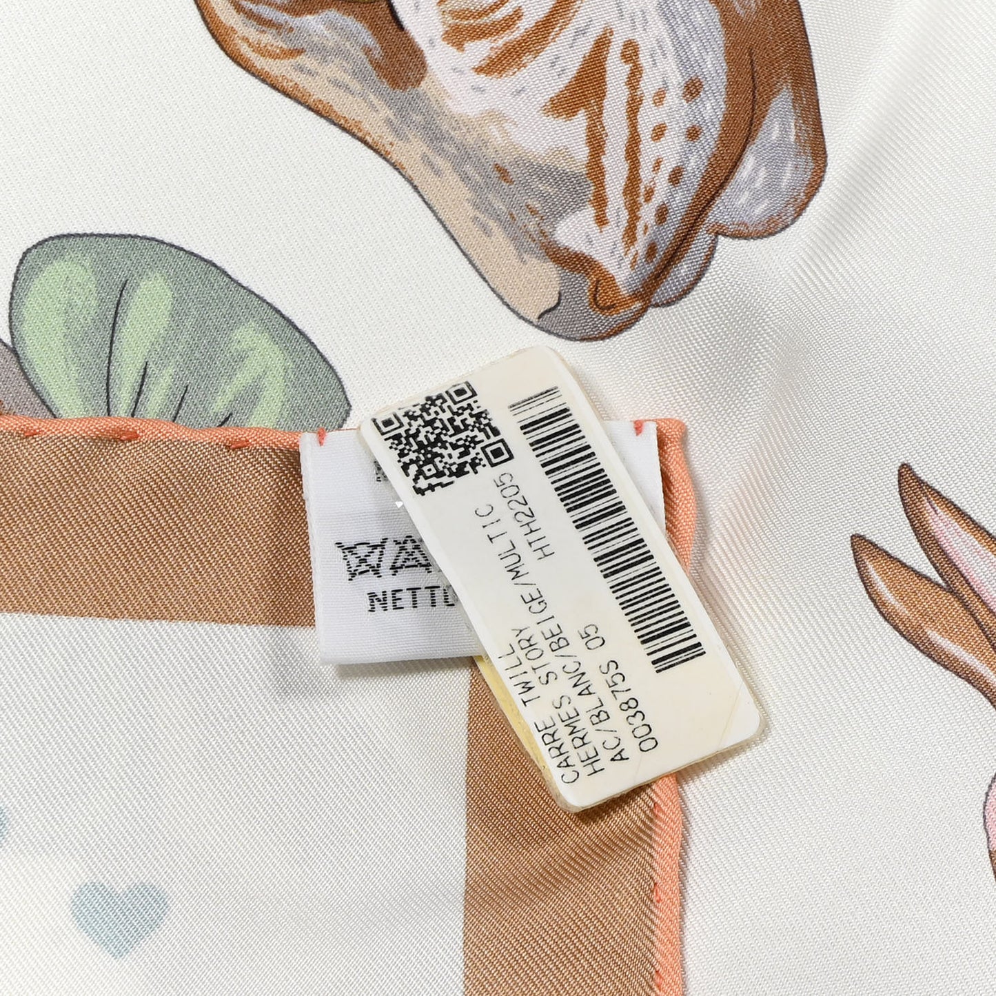 Silk Hermes Story Scarf 90 White Beige Multicolor
