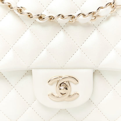 Chanel Iridescent Lambskin Quilted Medium Double Flap Ivory 9 of 11