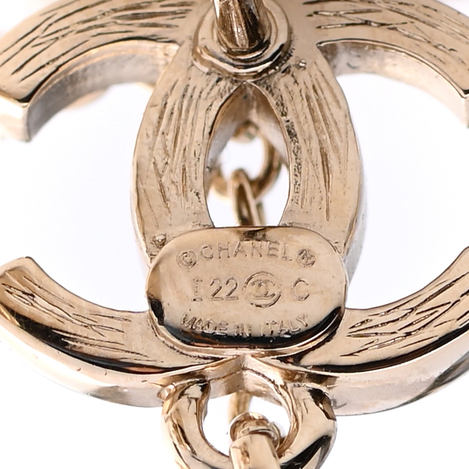Chanel Metal Crystal CC Chain Cuff Earrings Gold 4 of 4