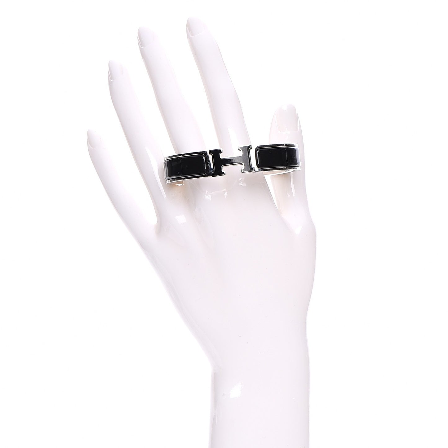 Enamel Narrow Clic Clac H Bracelet PM Black