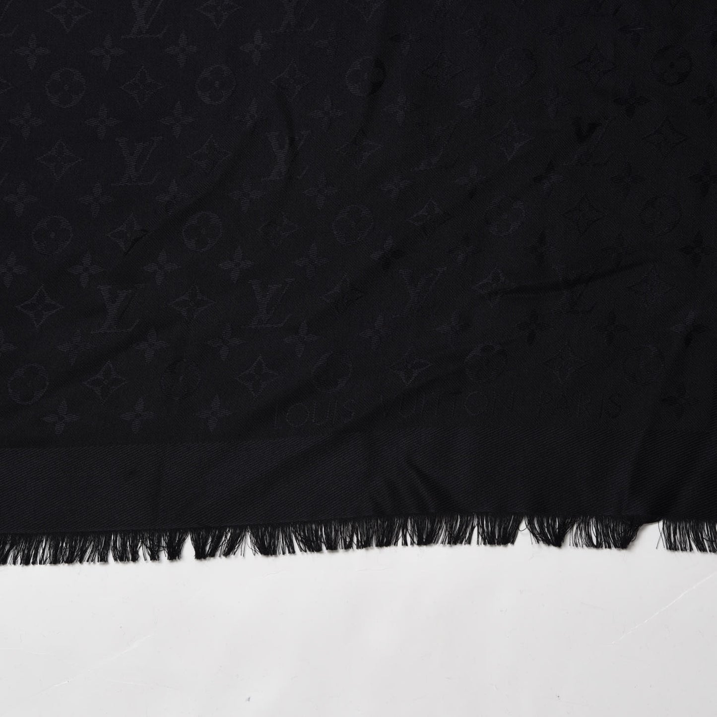 Silk Wool Monogram Shawl Black