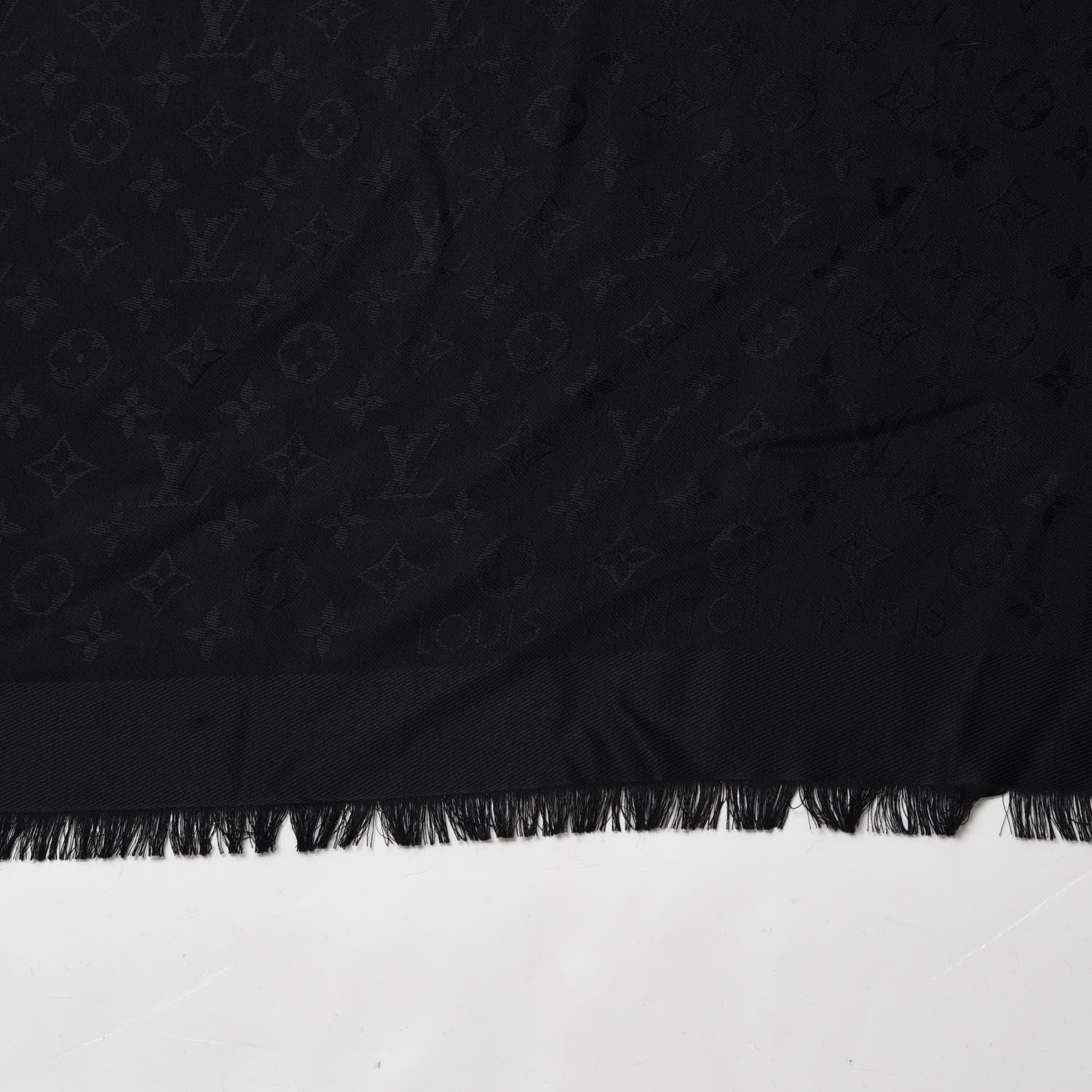 Louis Vuitton Silk Wool Monogram Shawl Black 3 of 4
