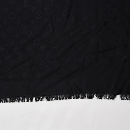 Louis Vuitton Silk Wool Monogram Shawl Black 3 of 4