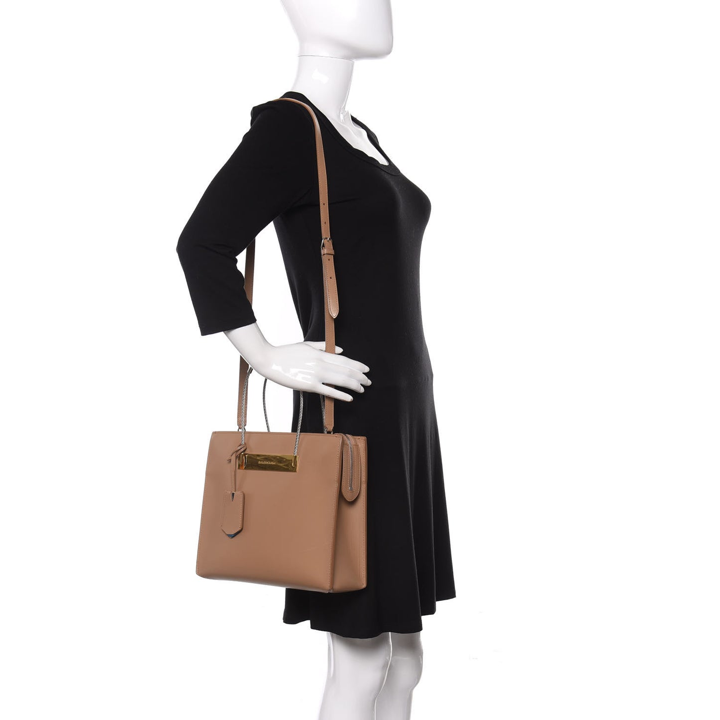 Soft Calfskin Small Cable Shopper Tote Blanc Creme