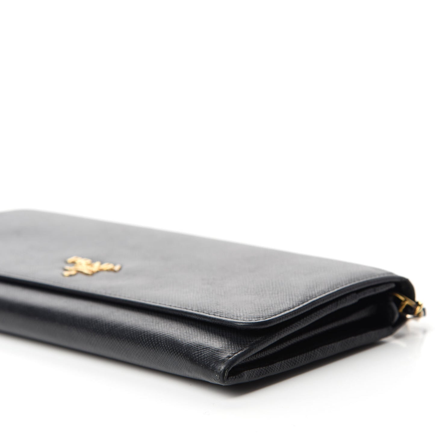 Saffiano Metal Oro Chain Wallet Black
