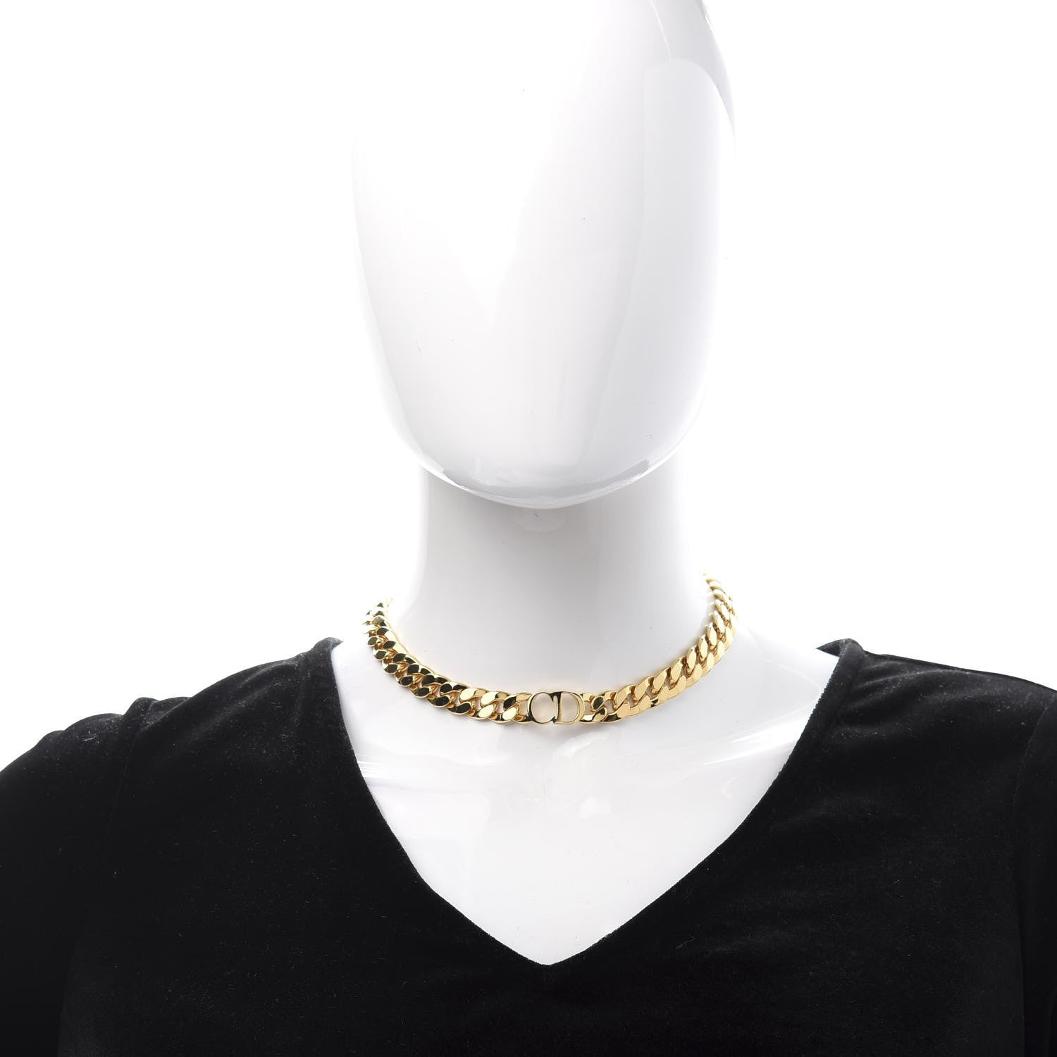Christian Dior Metal Danseuse Etoile Chain Choker Necklace Gold 2 of 7