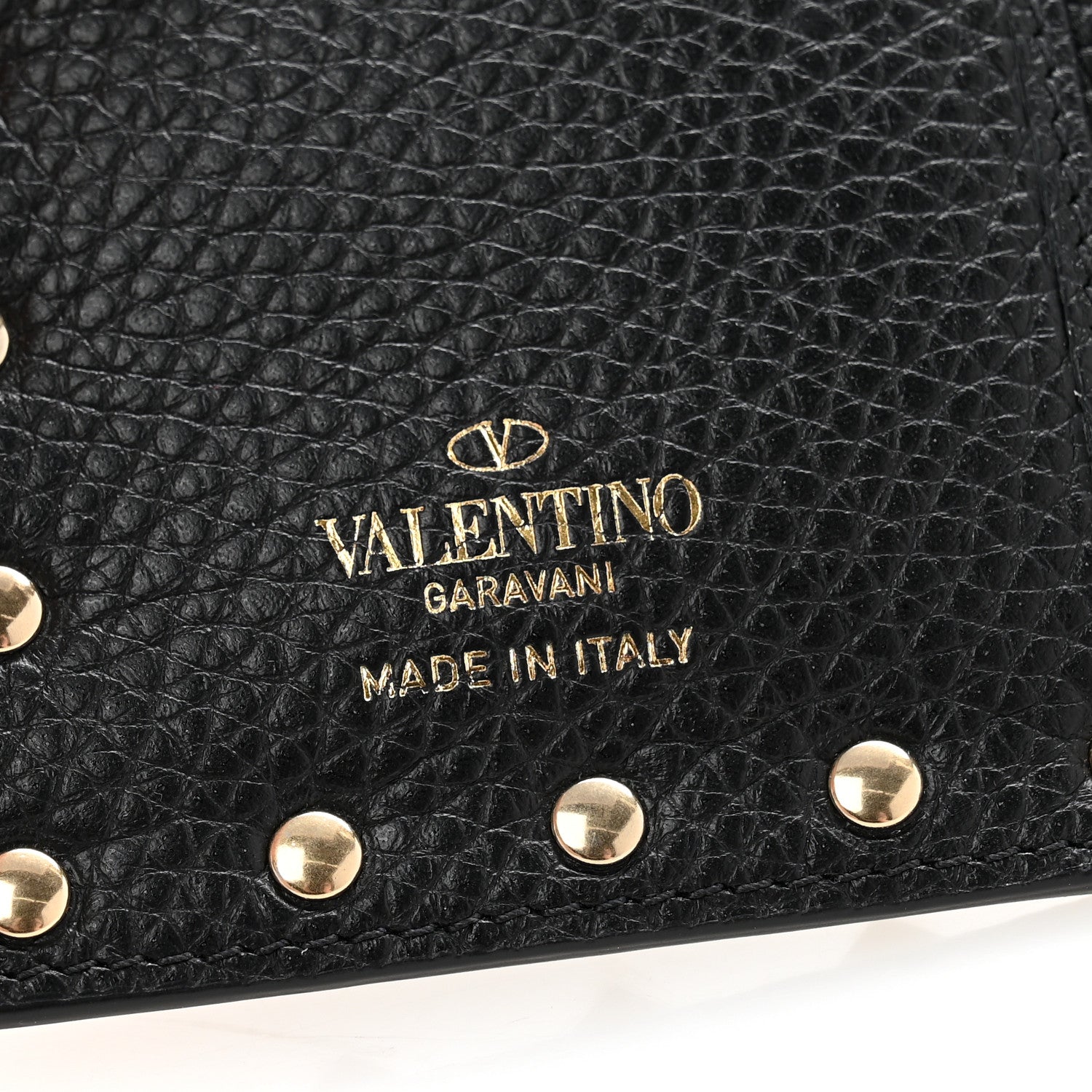 Valentino Garavani Pebbled Calfskin Rockstud Coin Case Card Holder Black 6 of 9