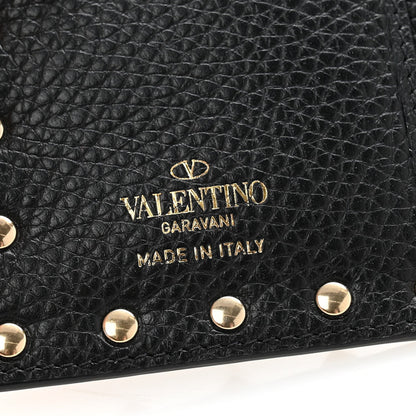 Valentino Garavani Pebbled Calfskin Rockstud Coin Case Card Holder Black 6 of 9