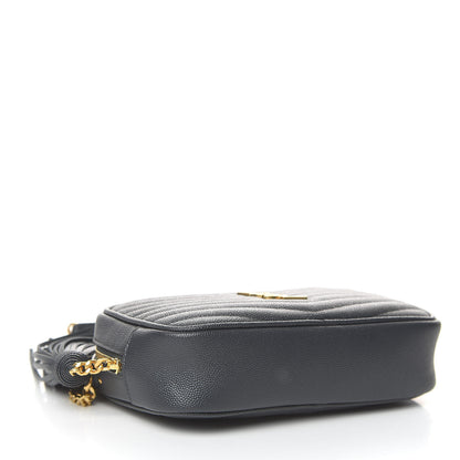 Saint Laurent Grain De Poudre Matelasse Monogram Mini Lou Camera Bag Dark Smog 4 of 11