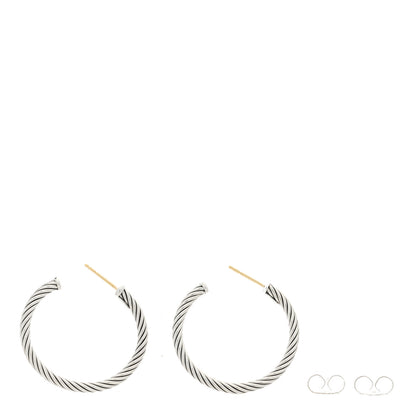 David Yurman Sterling Silver Small Cable Classics Hoop Earrings 4 of 4