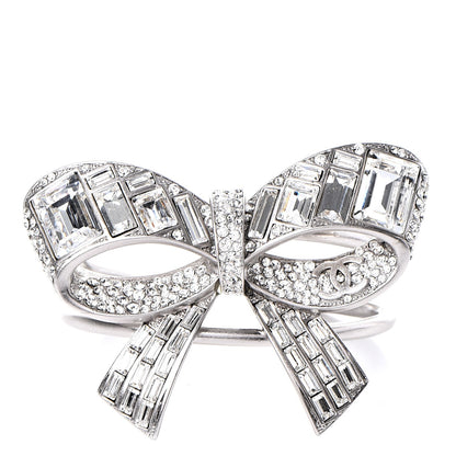 Chanel Baguette Crystal CC Bow Cuff Silver 1 of 4
