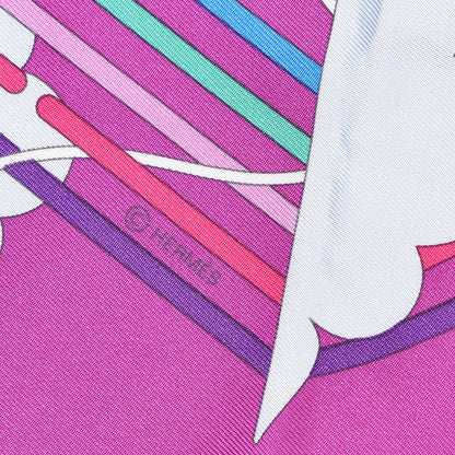 Hermes Silk La Maizeon des Carres Scarf 90 Fuchsia Blanc Multicolore 4 of 5