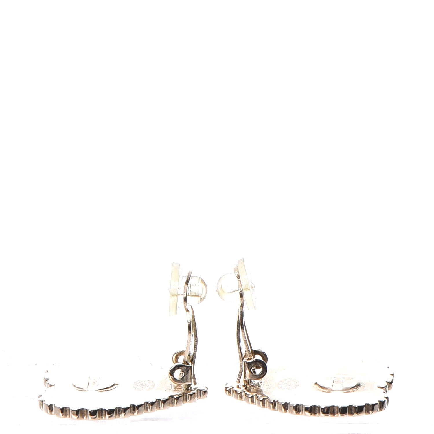 Chanel Enamel CC Heart Clip On Earrings Gold Pink 3 of 5