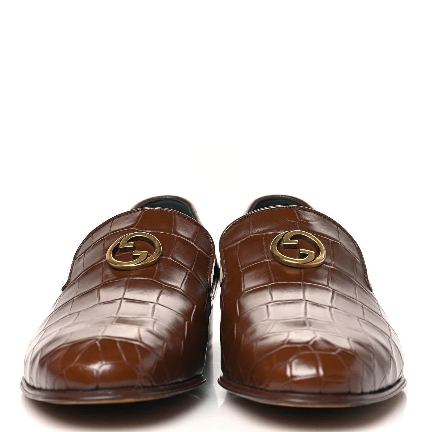 Gucci Alligator Mens Loafers 10 Brown 3 of 10