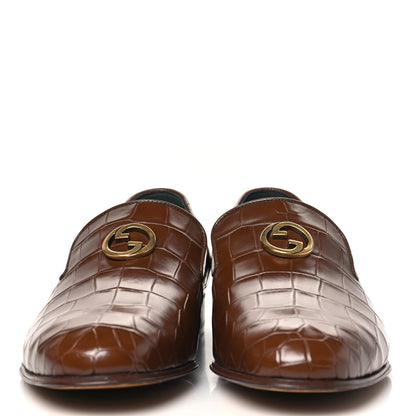 Gucci Alligator Mens Loafers 10 Brown 3 of 10
