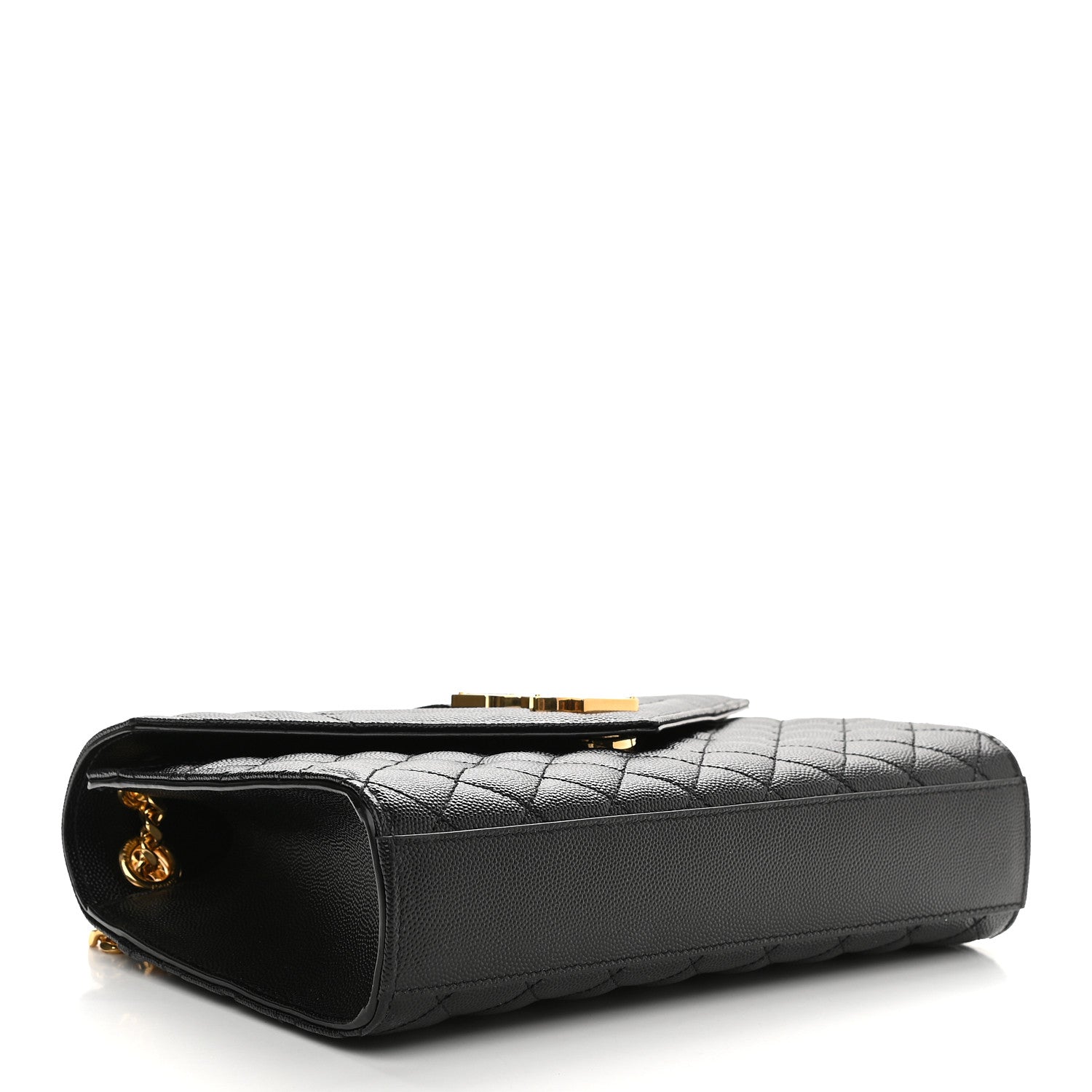 Saint Laurent Grain De Poudre Textured Mixed Matelasse Triquilt Medium Monogram Satchel Black 4 of 9