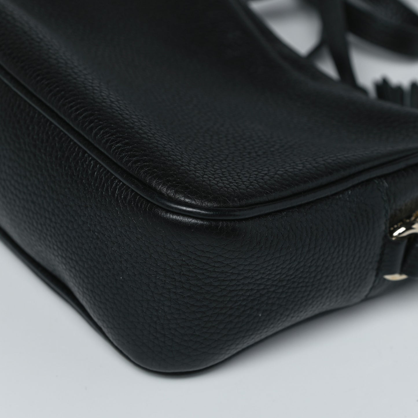 Pebbled Calfskin Small Soho Disco Bag Black