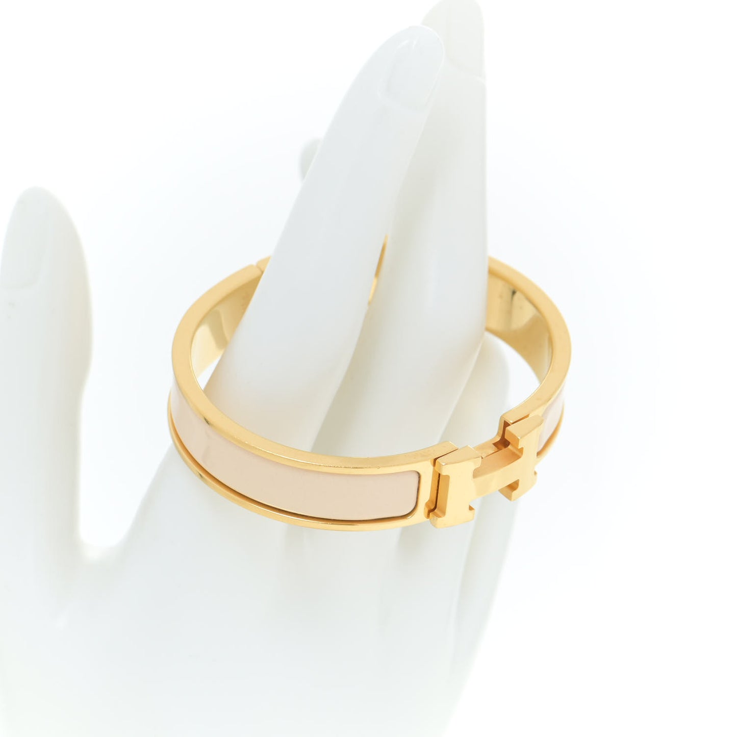 Narrow Enamel Clic Clac H Bracelet PM Pannacotta