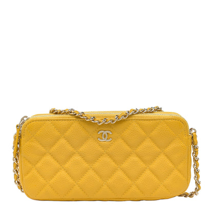 Chanel Caviar Quilted Small Clutch With Chain Yellow 2 of 19