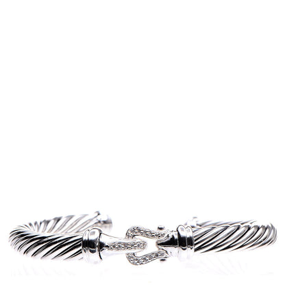 David Yurman Sterling Silver Diamond 7mm Cable Buckle Cuff Bracelet 1 of 6
