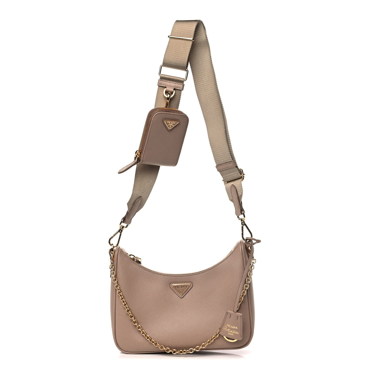 Prada Saffiano Re-Edition 2005 Shoulder Bag Cammeo Beige 1 of 13