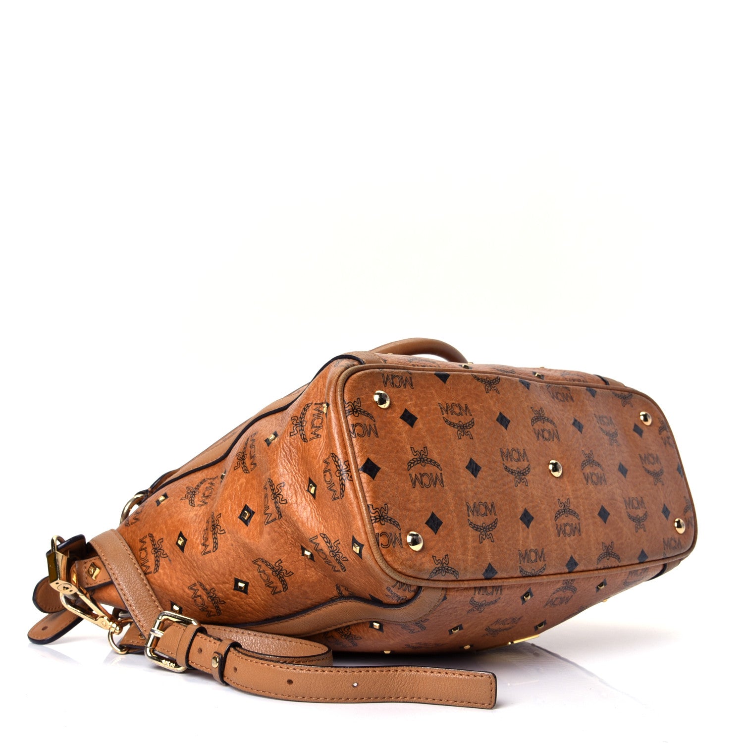 MCM Visetos Shopper Tote Cognac 3 of 4