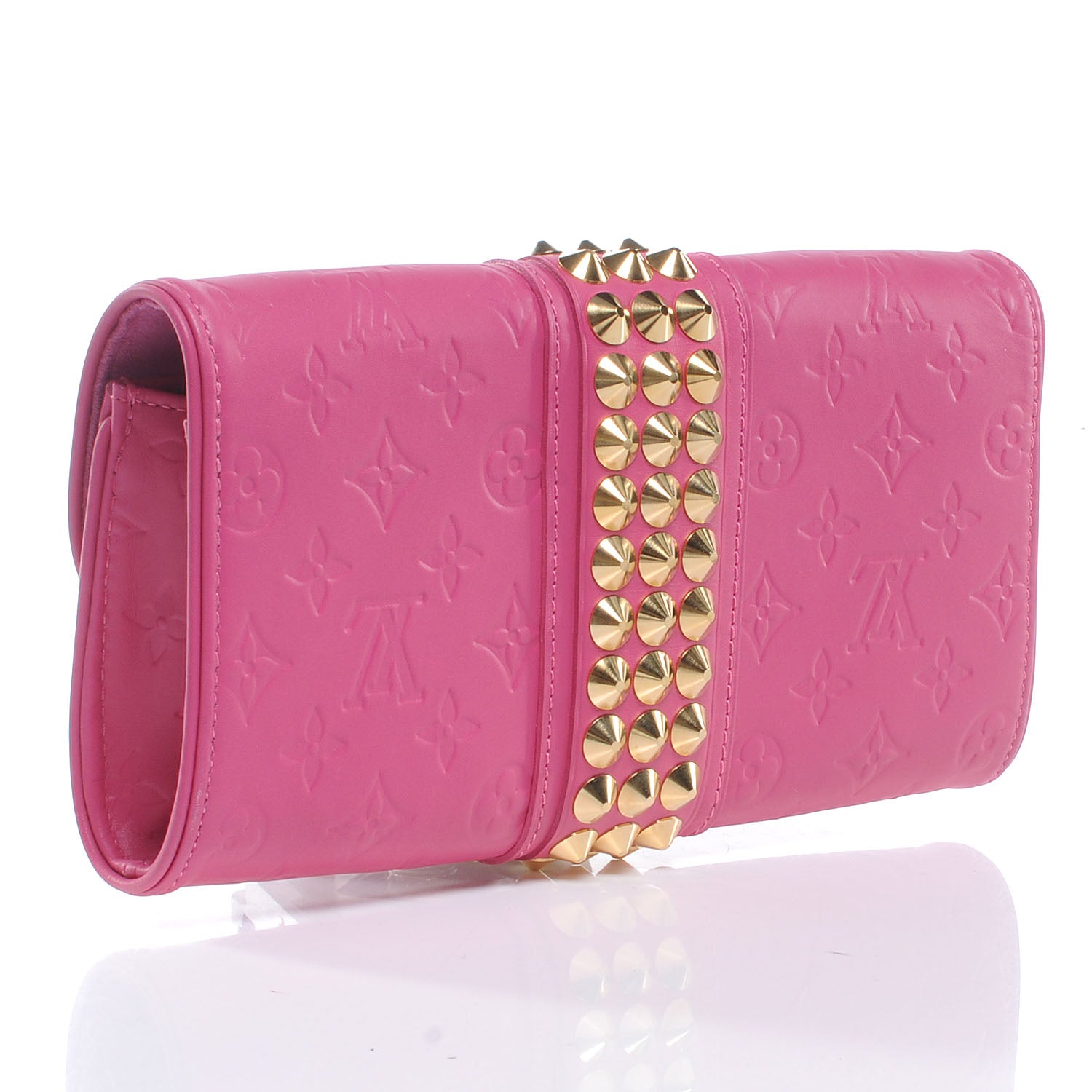 Louis Vuitton Calfskin Embossed Courtney Pochette Clutch Fuchsia 3 of 7