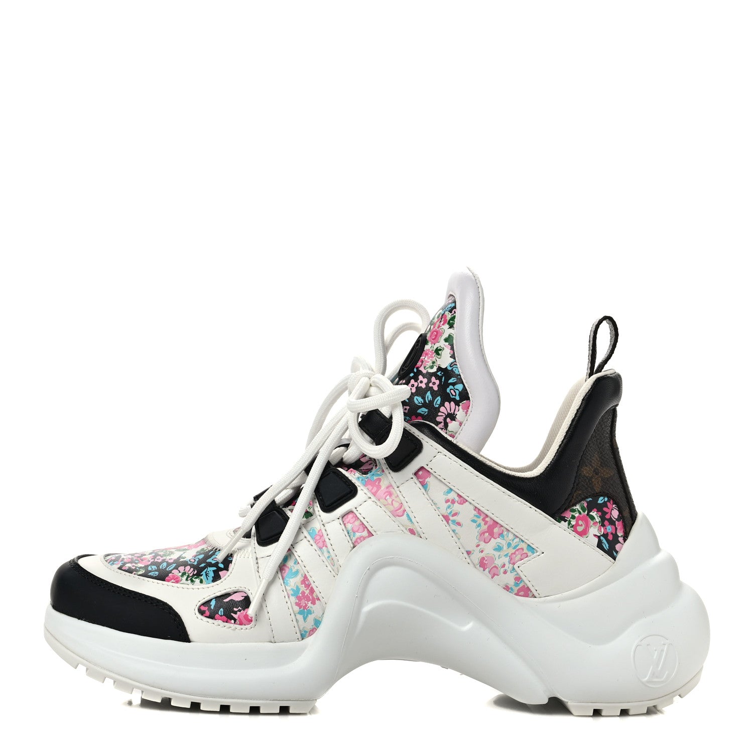 Louis Vuitton Flower Printed Calfskin Monogram LV Archlight Sneakers 36 Black Rose 1 of 8