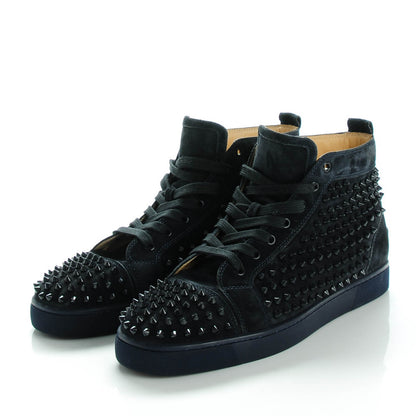 Christian Louboutin Mens Suede Louis Spikes Flat Sneakers 45 Nuit 3 of 8