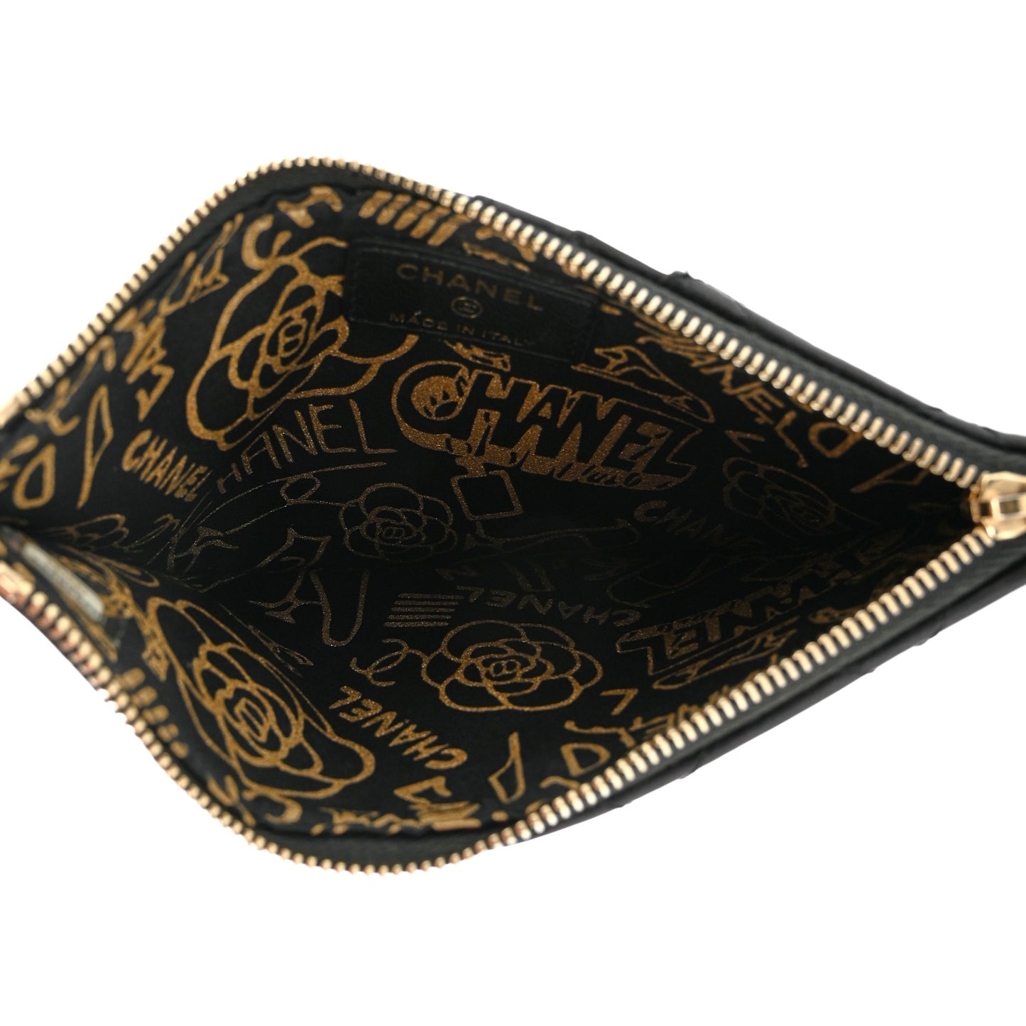 Lambskin Quilted Egyptian Amulet Classic Flat Wallet Pouch Black