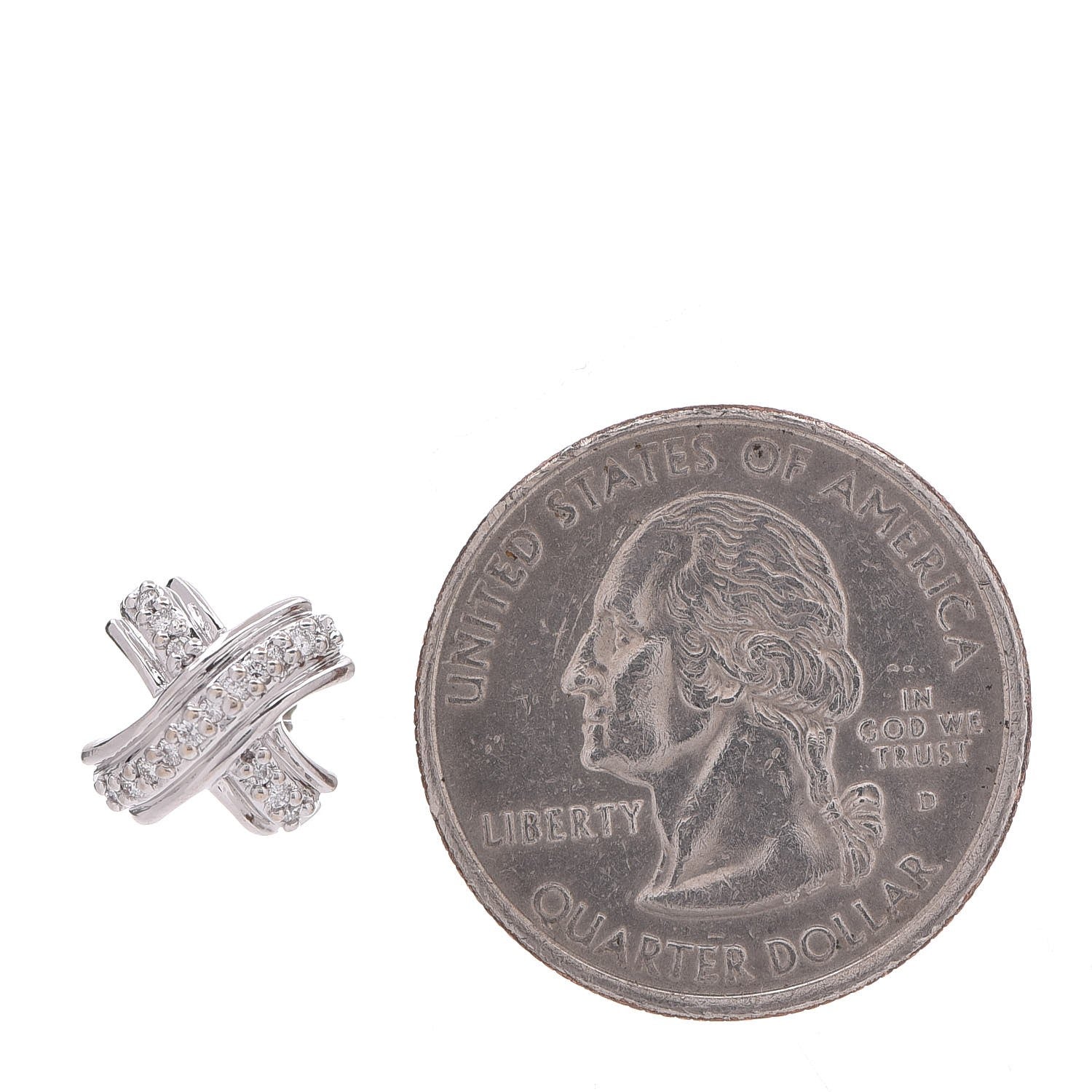 Tiffany 18K White Gold Diamond Signature X Earrings 2 of 5