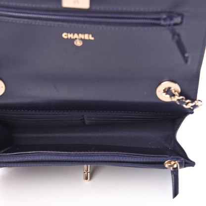 Chanel Lambskin Quilted Trendy CC Wallet On Chain WOC Navy 4 of 17