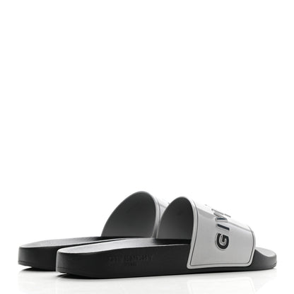 Givenchy Metallic Rubber Logo Pool Slide Sandals 40 Silver 4 of 8