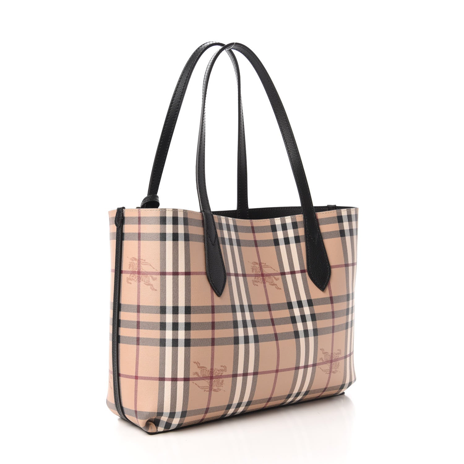 Burberry Grainy Calfskin Haymarket Check Small Reversible Tote Black 10 of 16
