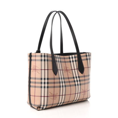 Burberry Grainy Calfskin Haymarket Check Small Reversible Tote Black 10 of 16