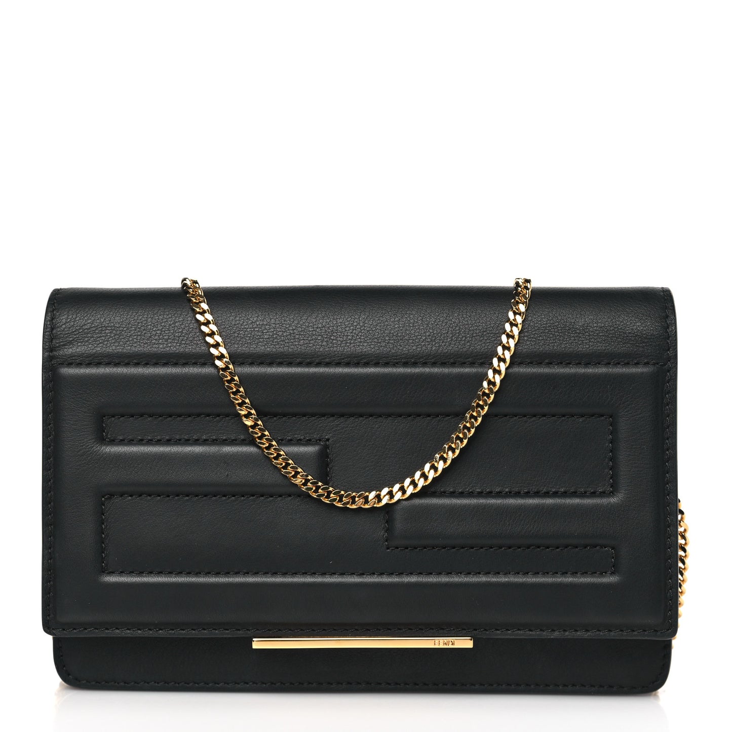 Vitello Flamingo Tube Wallet on Chain Black