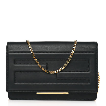 Fendi Vitello Flamingo Tube Wallet on Chain Black 1 of 9