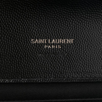 Saint Laurent Grain De Poudre Matelasse Chevron Monogram Monochrome Envelope Clutch Black 6 of 7