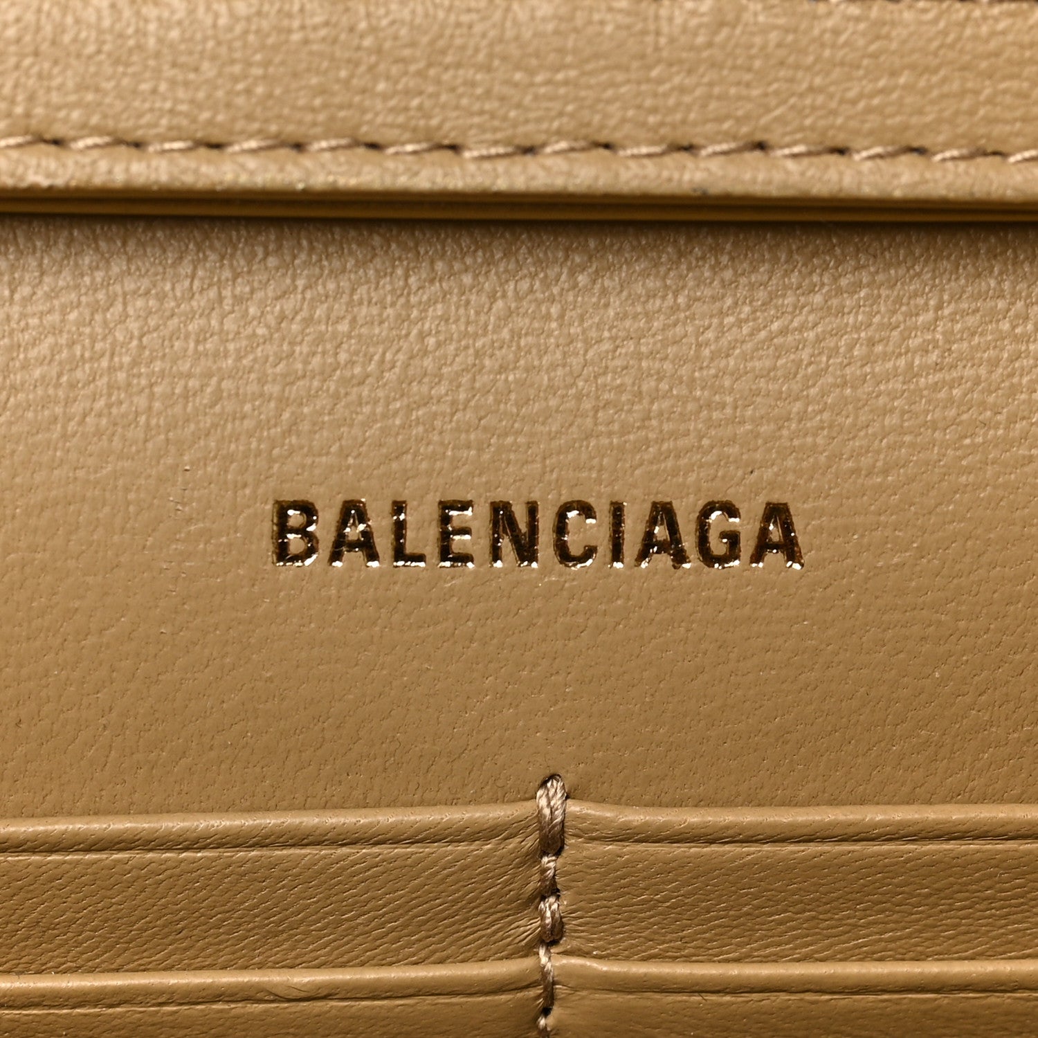 Balenciaga Metallic Smooth Calfskin Crystal Diagonal Allover Logo Hourglass Wallet Light Gold Crystal 6 of 8