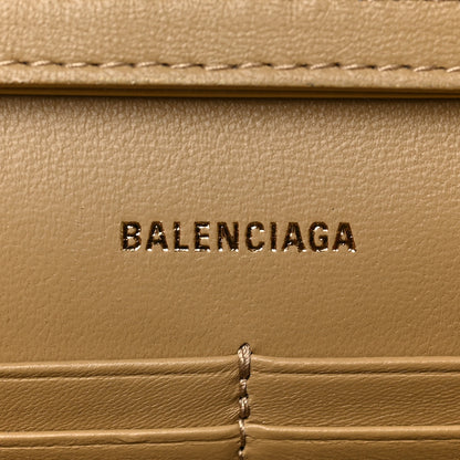 Balenciaga Metallic Smooth Calfskin Crystal Diagonal Allover Logo Hourglass Wallet Light Gold Crystal 6 of 8