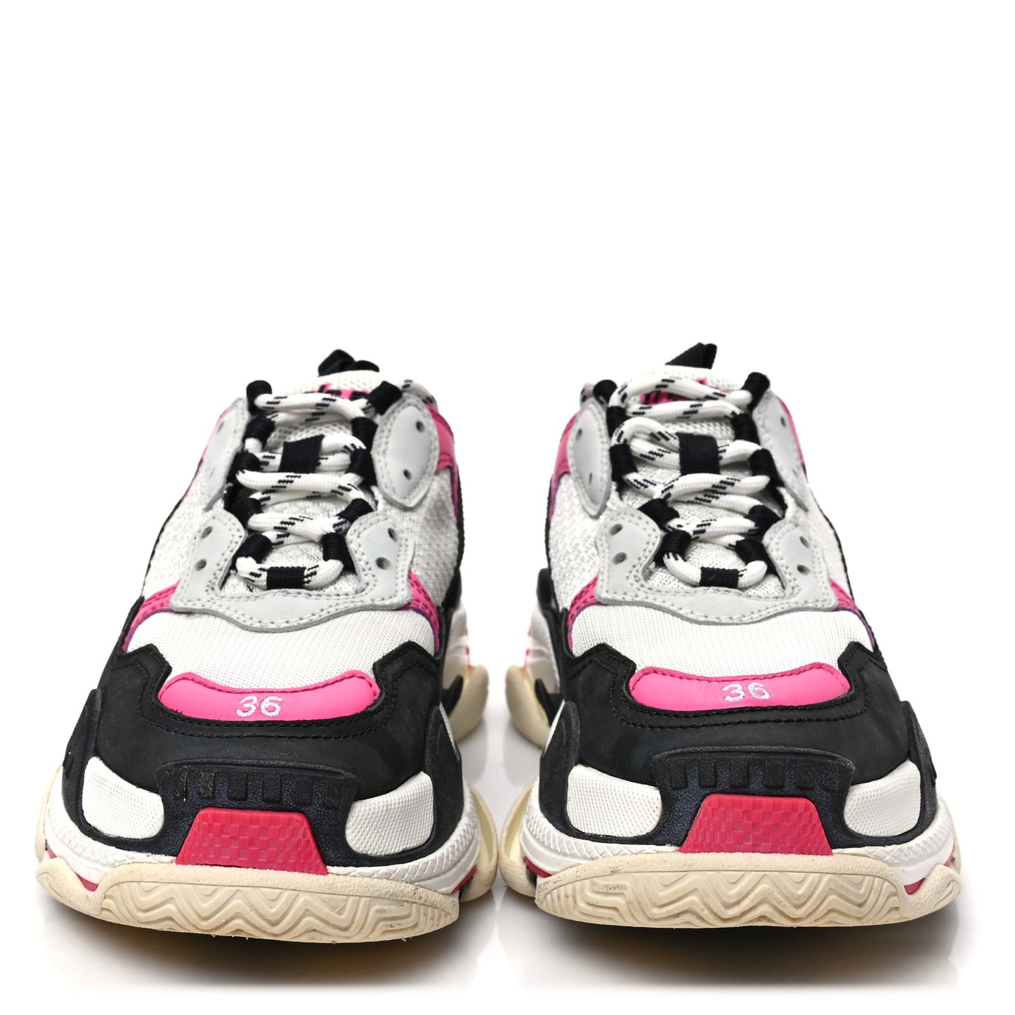 Fabric Mesh Womens Triple S Sneakers 36 Rose Fluo Black White