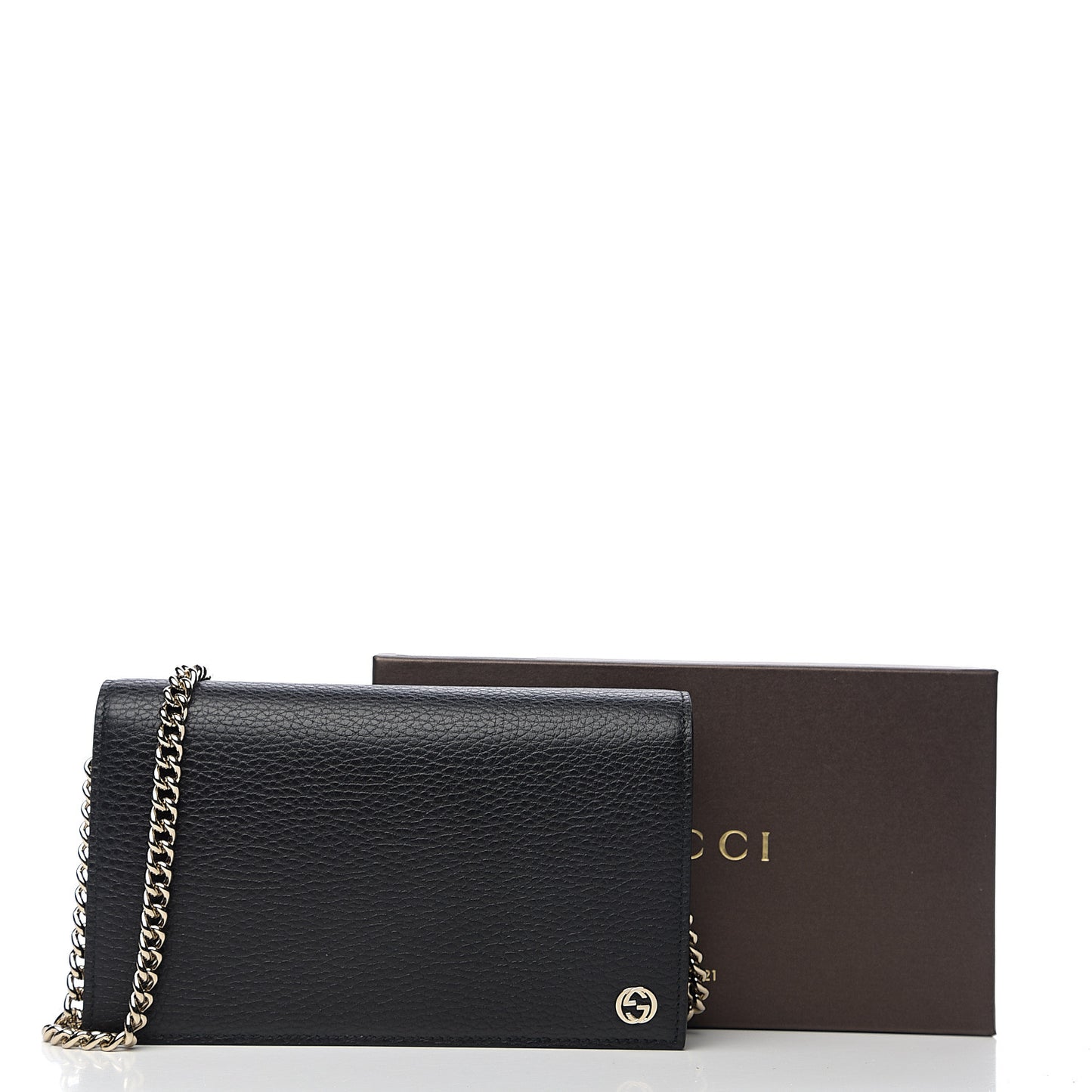 Dollar Calfskin Medium Betty Chain Wallet Black