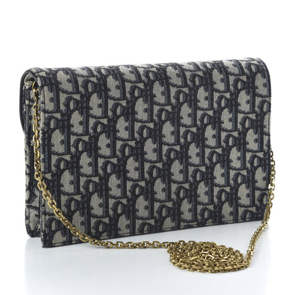 Christian Dior Oblique Saddle Chain Pouch Blue 3 of 10
