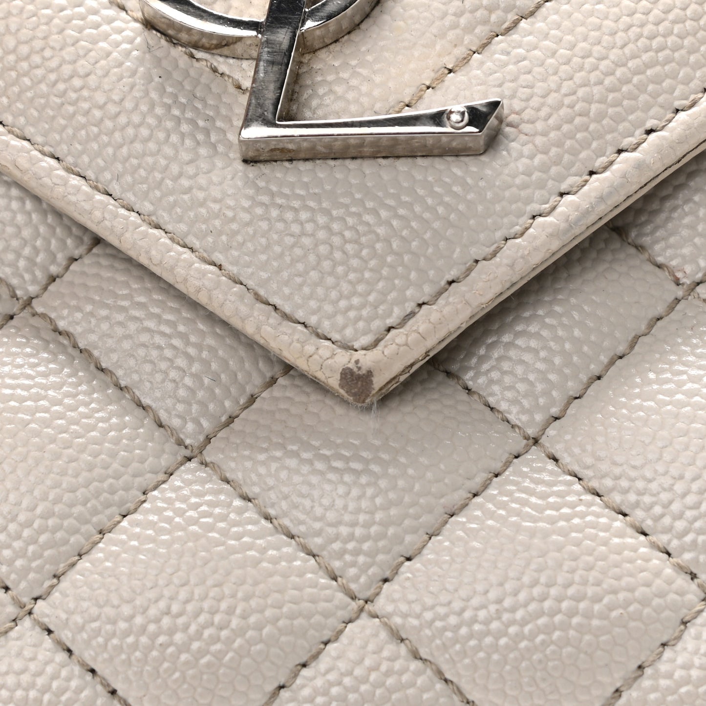 Grain De Poudre Textured Mixed Matelasse Medium Triquilt Monogram Satchel Granite